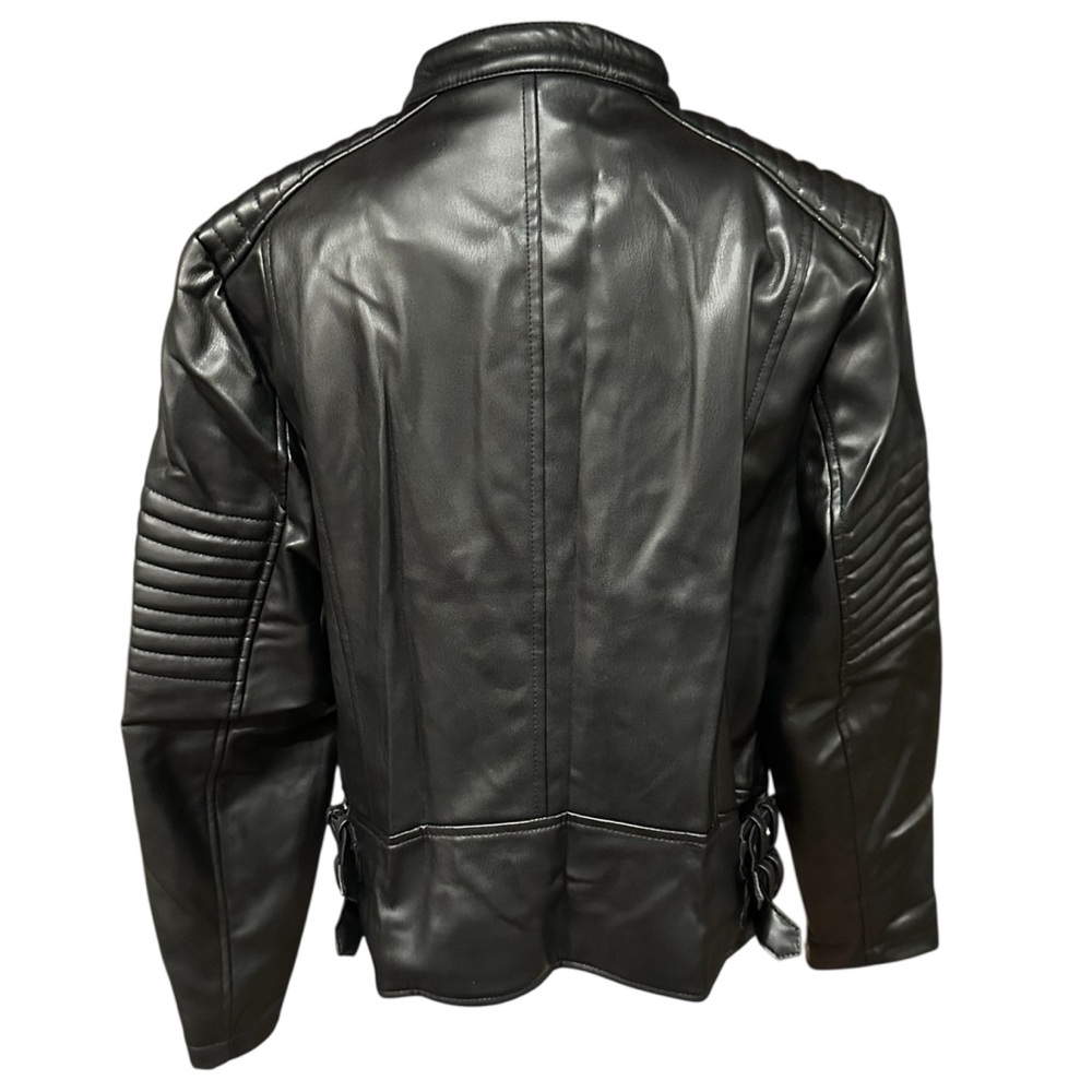 Zara Black Leather Moto Jacket Biker Festival Goth Grunge Rave Concert Size XL - Picture 5 of 9